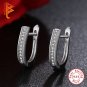 925 Sterling Silver Earrings U Shape Stud Earrings for Women White Cubic Zircon