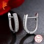 925 Sterling Silver Earrings U Shape Stud Earrings for Women White Cubic Zircon