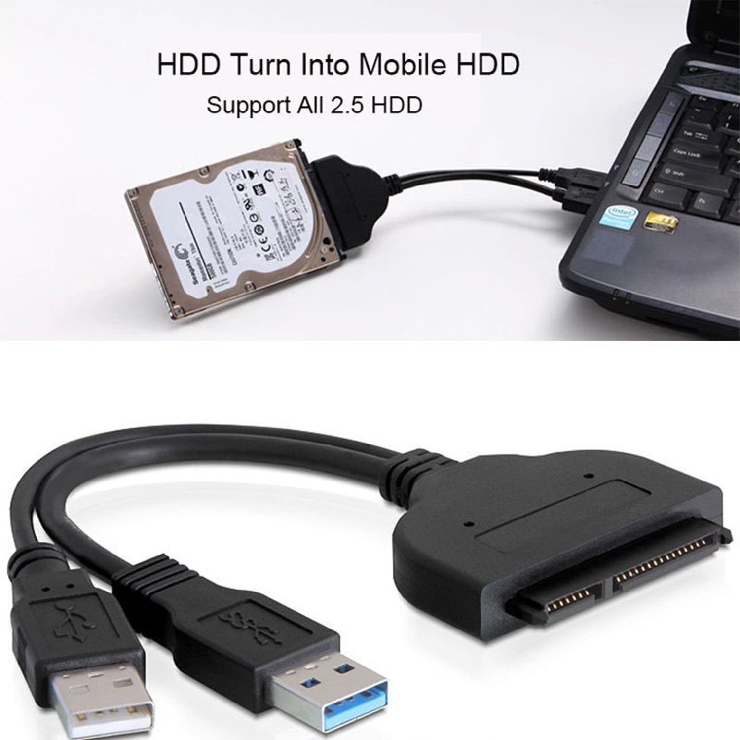 USB3.0+2.0 to SATA 22Pin Cable Adapter for 2.5" inch HDD Hard Drive