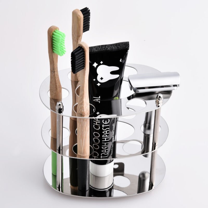 Stainless Steel Premium Toothbrush Toothpaste Cup Holder Stand for Bathroom