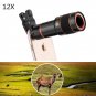 Universal HD 12x Optical Telescope Camera Lens Zoom Clip-on For Mobile Phone US