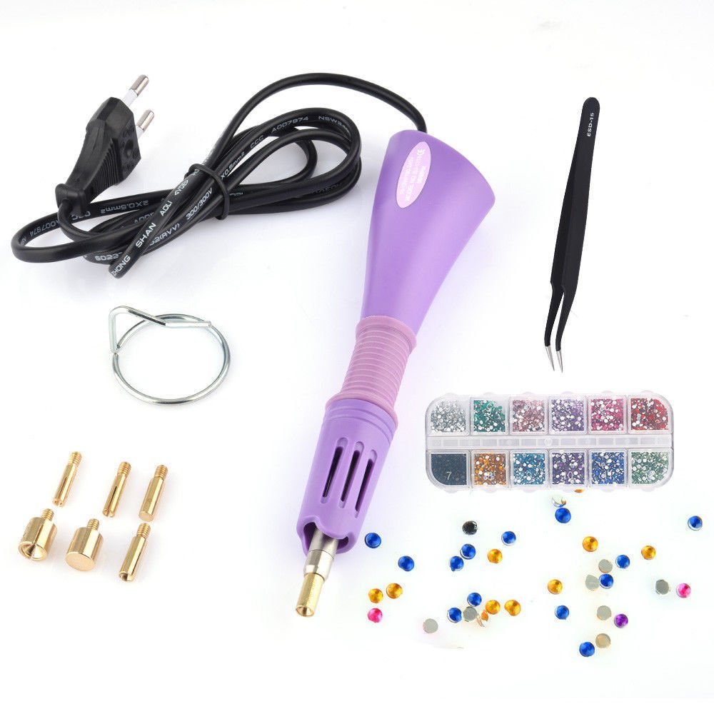 Applicator Wand Heat Gun for Hot fix Hotfix Rhinestone +1x Nail Sequins+Tweezers