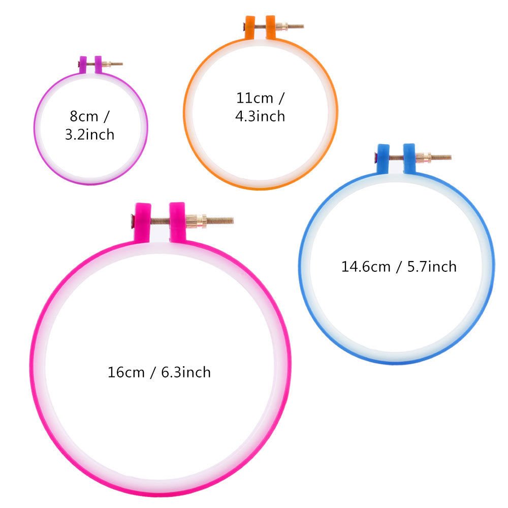 4 Pieces Size Embroidery Plastic Hoops Cross Stitch Hoop Embroidery Circle Set