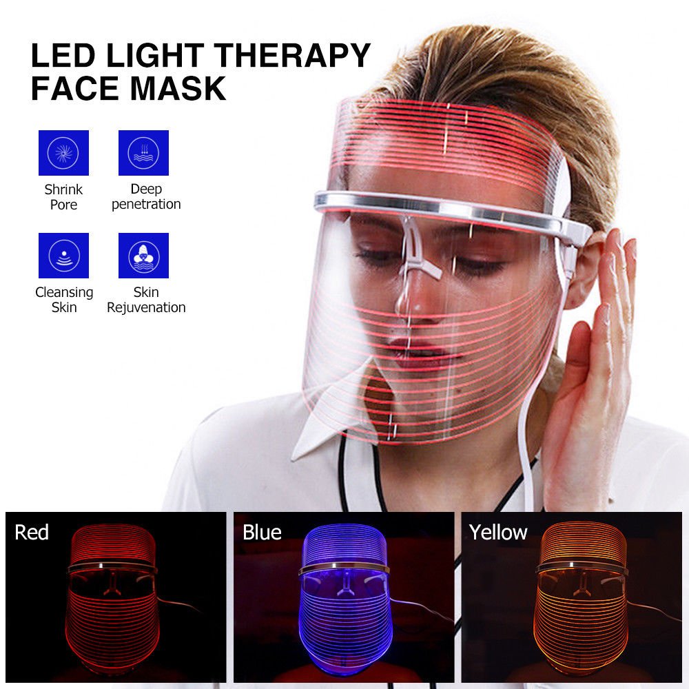 3 Color Lights LED Photon Therapy Mask Facial Mask For Anti-aging Acne Treatment