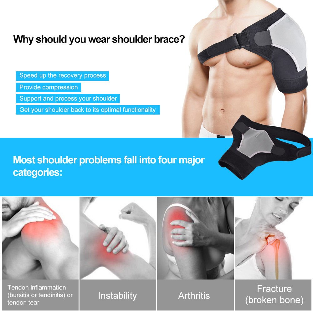Adjustable Shoulder Support Brace Strap Joint Pain Belt Gym Compression Neoprene