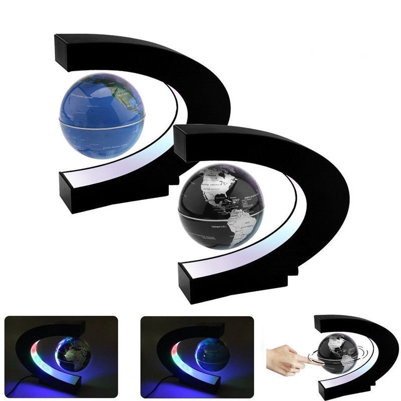 Funny C shape Decoration Magnetic Levitation Floating Globe World Map 3 inch LED
