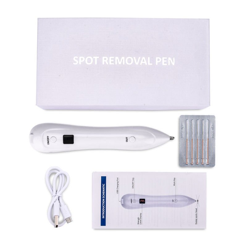 Electric LCD Laser Freckle Warts Mole Dark Spot Tattoo Removal Pen+5 Needles Set
