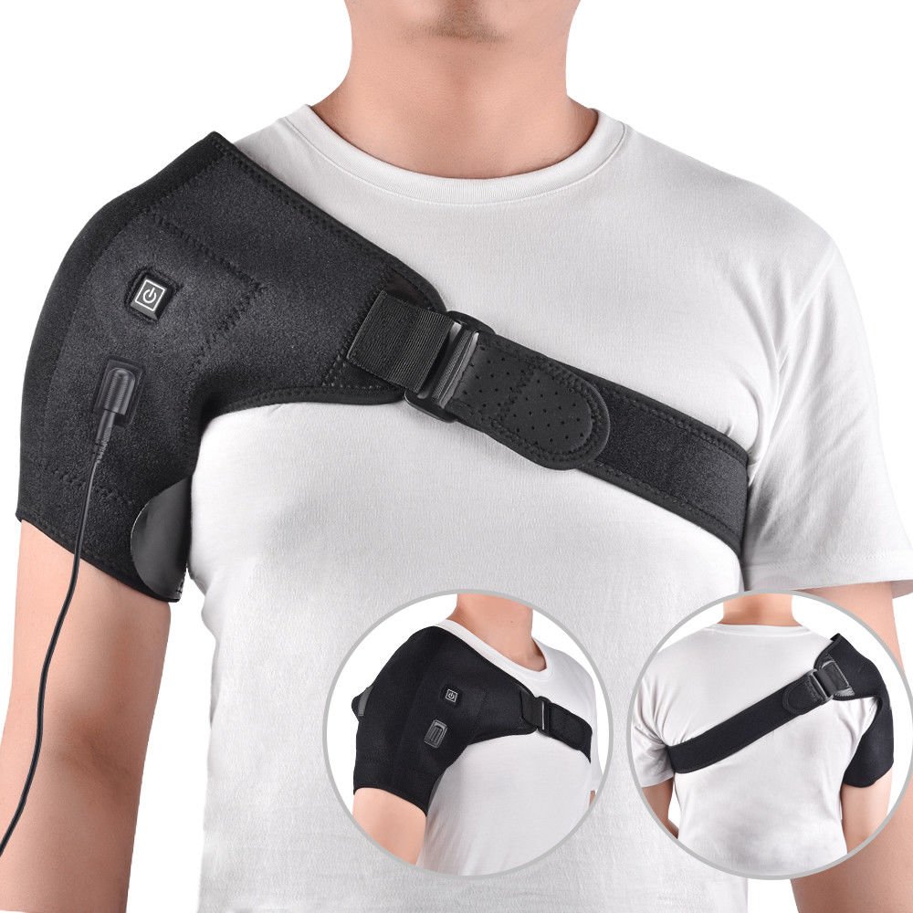 USB Rechargeable Neoprene Shoulder Support Strap Arthritis Gym Sports Brace New