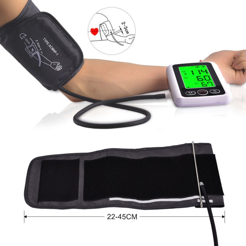 Digital Lcd Upper Arm Blood Pressure Monitor Heart Beat Meter Machine Tonometer