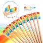 10x Medium-Bristle Bamboo Toothbrush Rainbow Wood Teeth Brush Fibre Wooden Hand