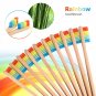 10x Medium-Bristle Bamboo Toothbrush Rainbow Wood Teeth Brush Fibre Wooden Hand