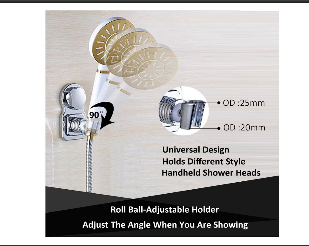 Adjustable Power Lock Shower Head Holder Wall Mount Shower Head Suction Cup Hook