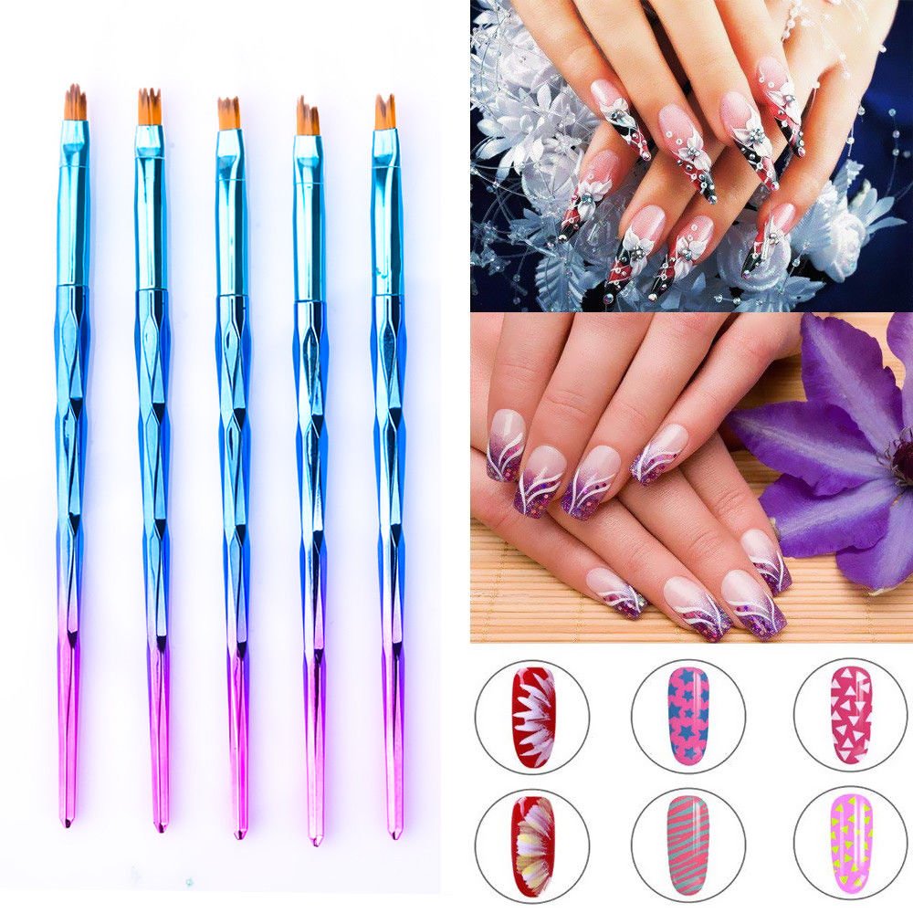 Acrylic Nail Art Pen Tips UV Builder Gel Painting Brush Manicure Set Hot 8Pcs