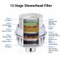 12-Stage Hard Water Softener Shower Filter Water Purifier with 2 Replacement New