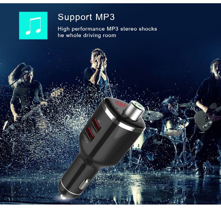 BC-23 Dual USB Bluetooth Hands-free Call MP3 Player FM Car Transmitter Charger