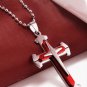 Firefighter Red Cross Necklaces Stainless Steel Chain Jewelry Free Shipping
