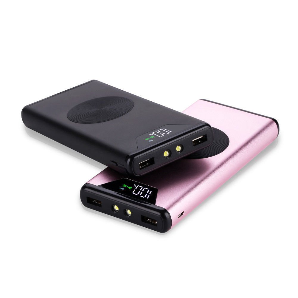 Power Bank Wireless 20000mah Charger Qi Pad Dual USB Ports External Portable New