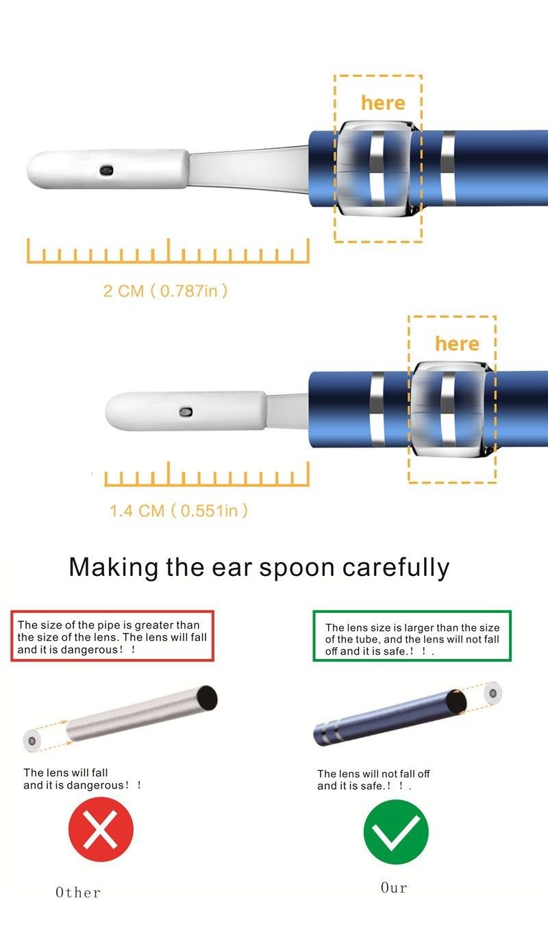 USB Earwax Ear Wax Cleaner Tool Ellinium Endoscope Cleaning Pick Nose Nasal OTG
