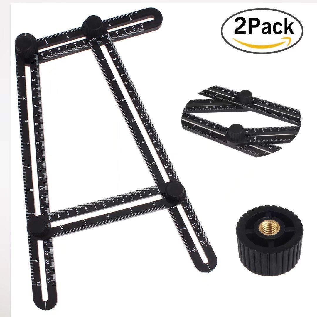 2 PACK Universal Angularizer Ruler Multi Angle Measuring Tool Handymen Black NEW