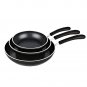 3 Piece Induction Pans Set Kitchen Frying Saute Pan With Non Stick Coating Black