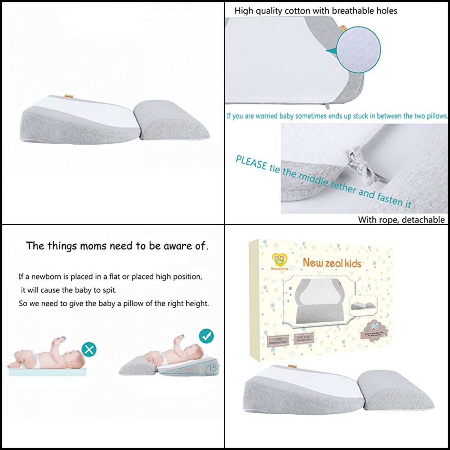 Baby Crib Sponge Pillow Wedge Newborn Reflux Reducer Nasal Congestion Reducer