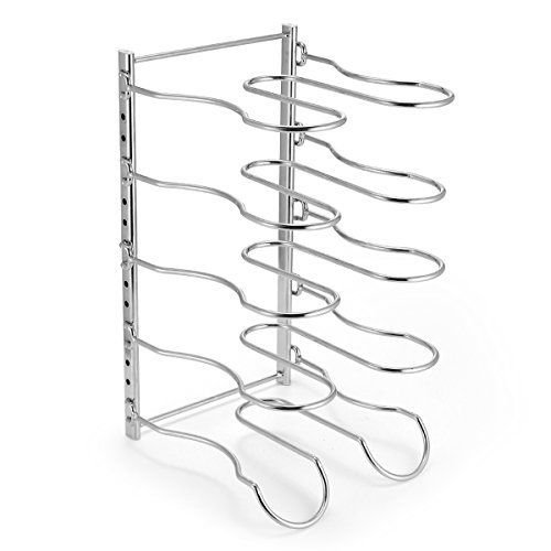 Heavy Duty Pan Rack Holder Organizer Adjustable 5 Tier Chrome Finish Rounded New