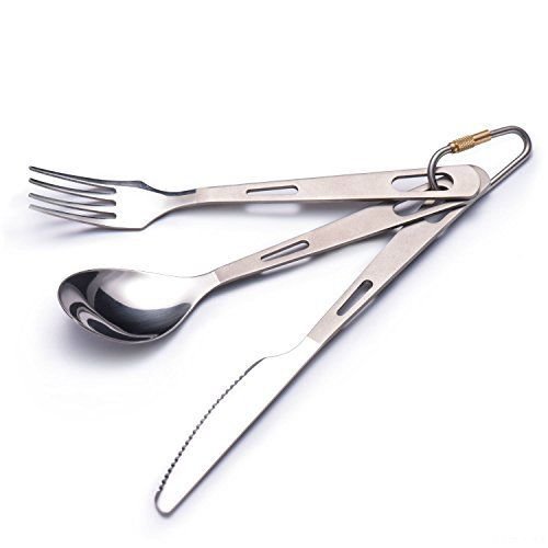 Titanium Utility Cutlery Set Durable Knife Fork Spoon Flatware Titanium Nontoxic