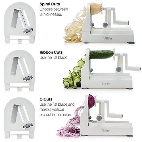 4 Blade Spiralizer Spiral Slicer Vegetable Maker Shredder Makes Zucchini Durable