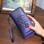 Genuine Leather Wallet For Women Floral Long Zipper Large Capacity Classic Style