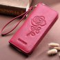 Genuine Leather Wallet For Women Floral Long Zipper Large Capacity Classic Style