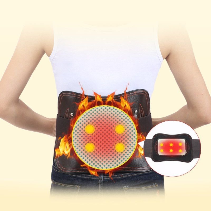 4 Steel Splint Spontaneous Heating Lumbar Waist Back Support Belt Detachable NEW
