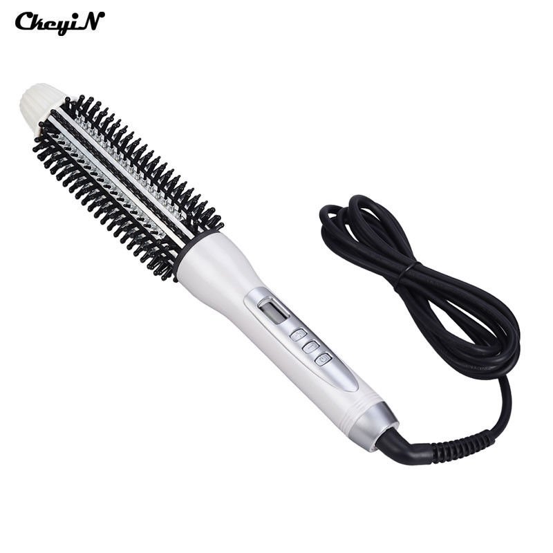 Professional Electric Ceramic Hair Curler Round Straightener Hot Heat Comb LCD