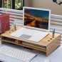 Wooden Computer Monitor Laptop Riser Desktop Organizer Space Saver Storage Box