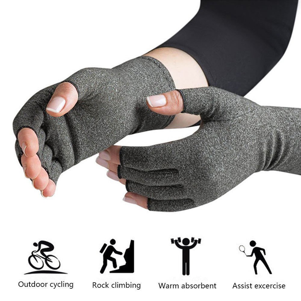Hand Arthritis Therapy Compression Gloves Pain Relief 1 Pair For Men Women Grey
