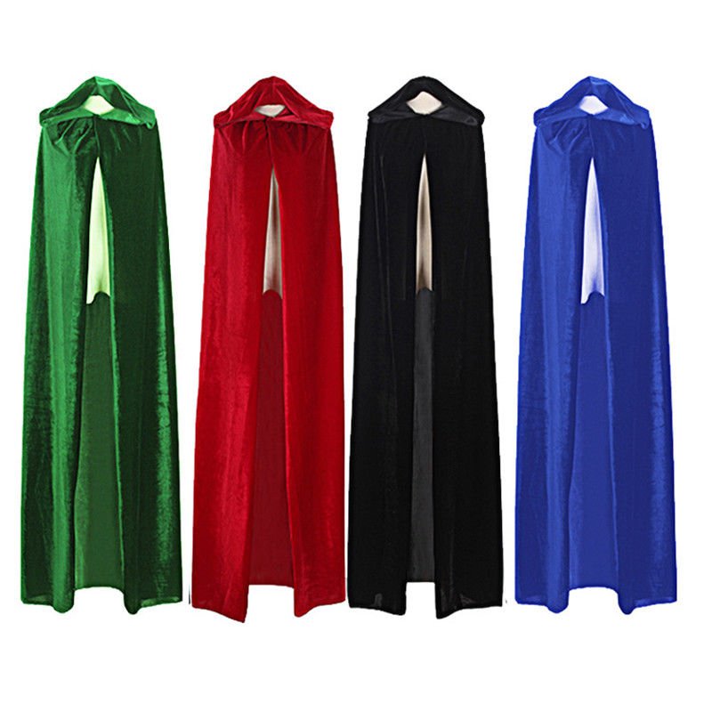 Halloween Mantle Hooded Cloak Coat Wicca Robe Medieval Cape Shawl Cosplay Party