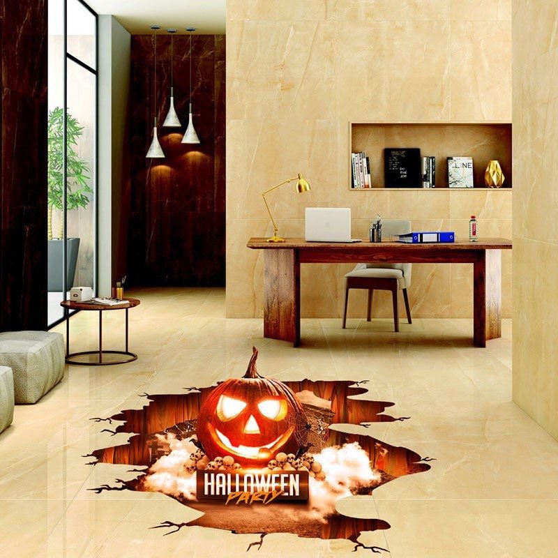 Halloween 3D Stickers View Scary Pumpkin Shaped Window Floor Stickers for Kids