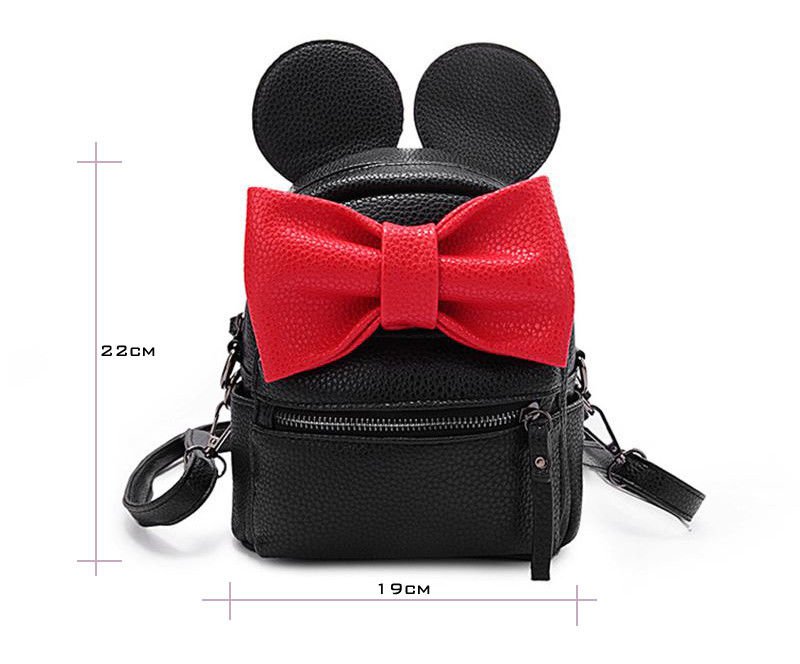 Mini Women Leather Backpack Ladies Mickey Designer Cute Bow Rucksack Travel Bag