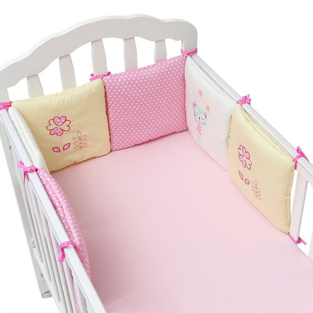 6 Piece Set Baby Infant Bed Cot Bumper Toddler Nursery Protector Crib Cushion