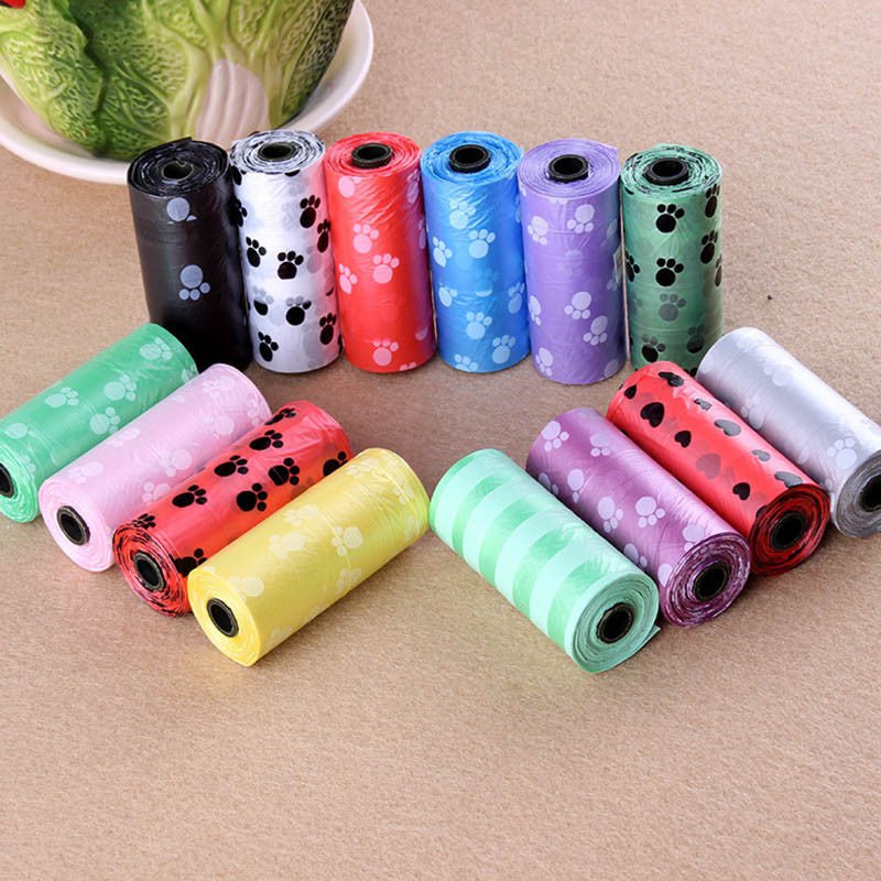 Portable Cleaning Pet Waste Bag 10 Rolls Dog Cat Outdoor Poop Bags w Decor Print
