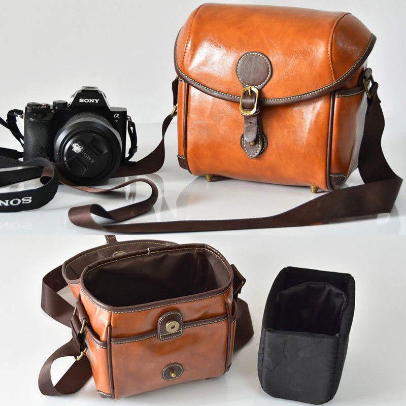 PU Leather Retro DSLR Camera Bag Case For Canon EOS 200D 760D 750D 1300D 1100D