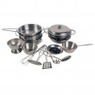 Stainless Steel 16 PCS Kids Kitchen Pots And Pans Toys Pretend Play Cookware Set