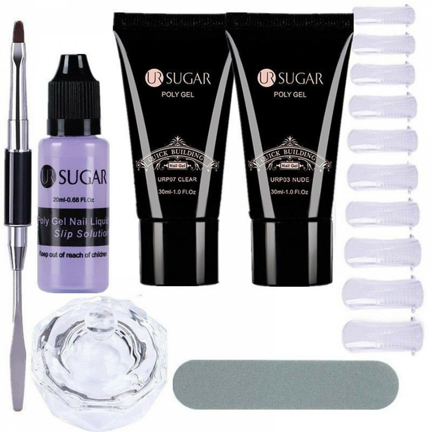 Quick Extension Poly Gel Slip Solution False Mold Tips Brush Tips Clip Nail Set