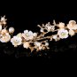 Wedding Bridal Prom Party White Flower Hair Band Rhinestone Headband Ribbon