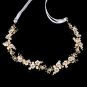 Wedding Bridal Prom Party White Flower Hair Band Rhinestone Headband Ribbon