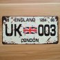 Vintage License Car Plates "UK-003 London England" Vintage Metal Signs Crafts