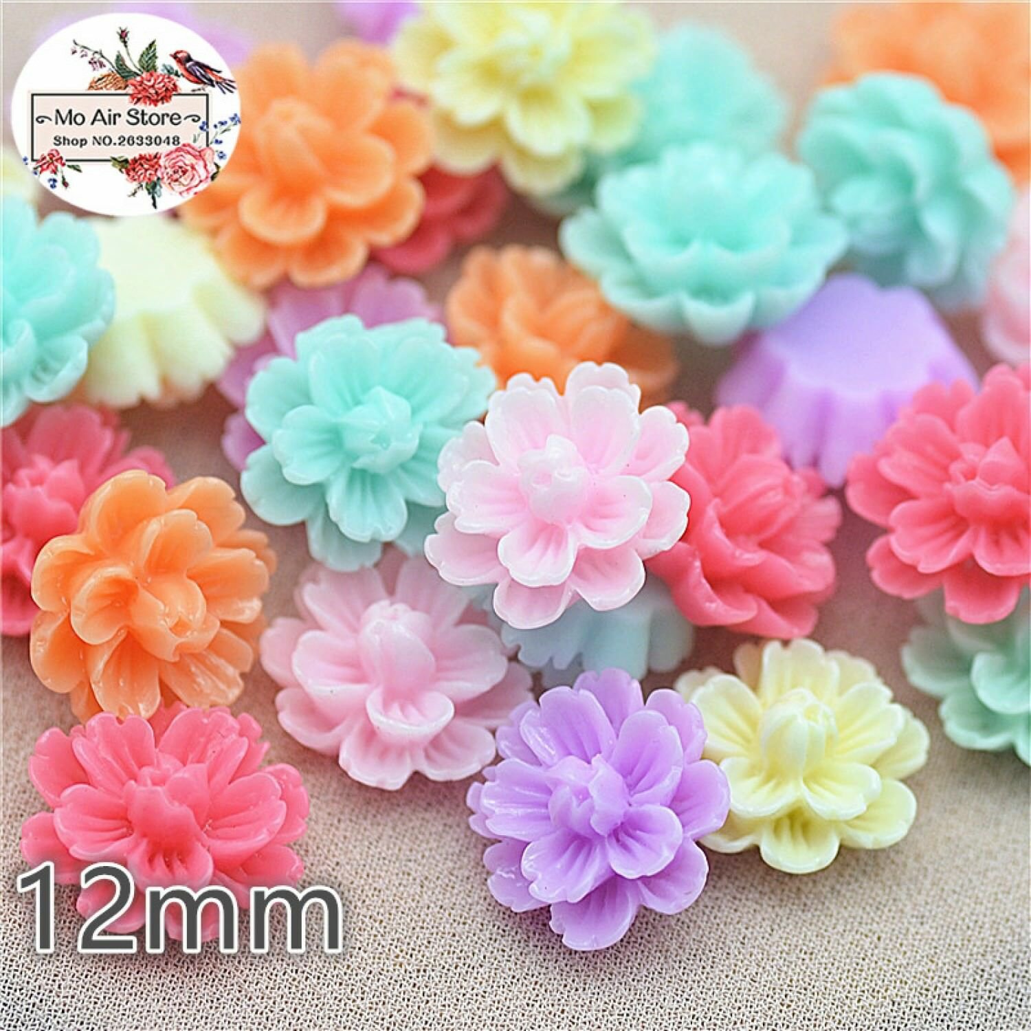 50pcs 12mm Mixed Color flower daisy resin flatback cabochon DIY jewelry/phone