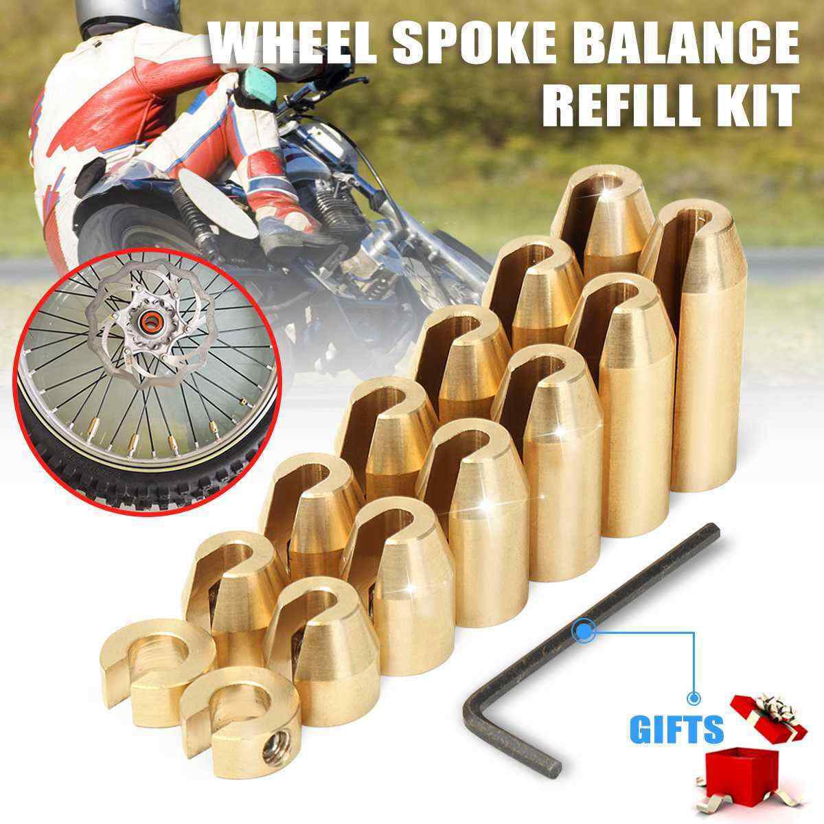 14 Pcs Motorcycle Reusable Brass Wheel Spoke Balance Weights Refill Kits