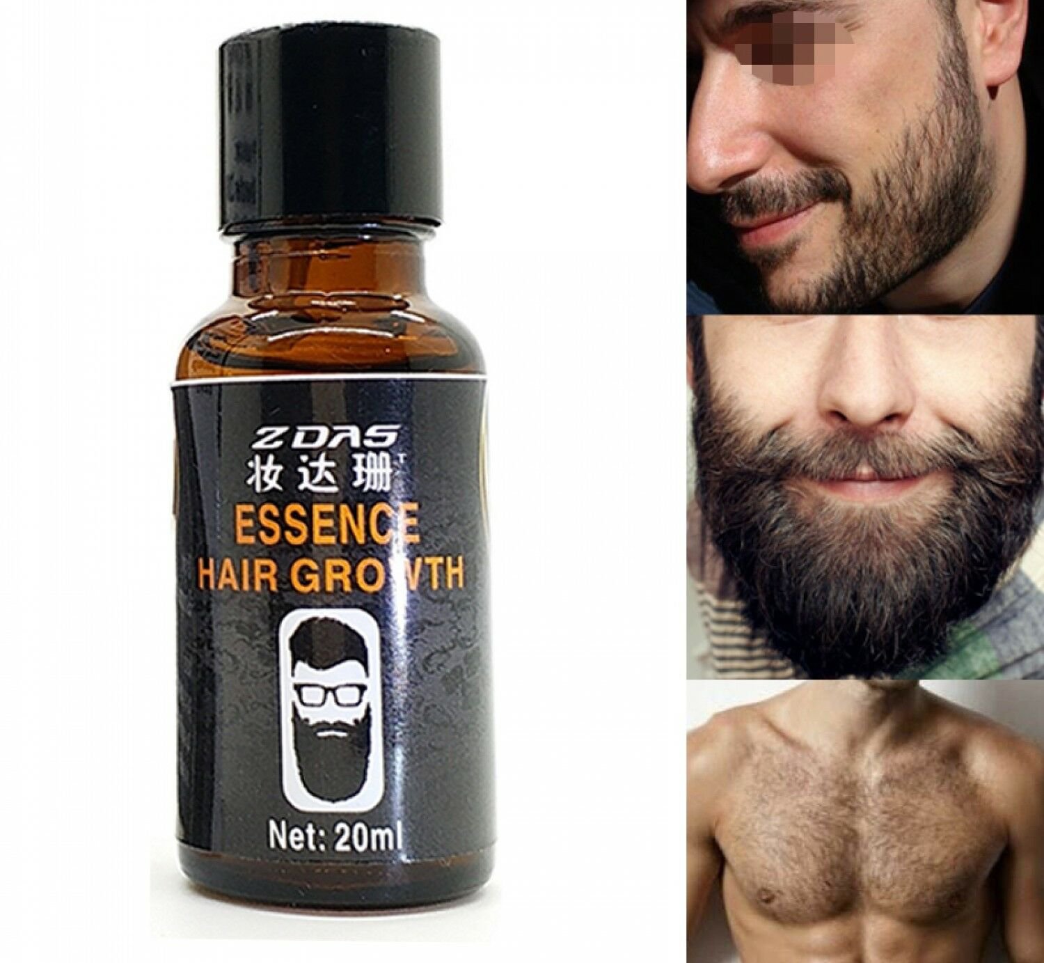 Beard Growth Oil 20ML Mustache Fast Grow 100% Natural Serum Eyebrow Essence Sale