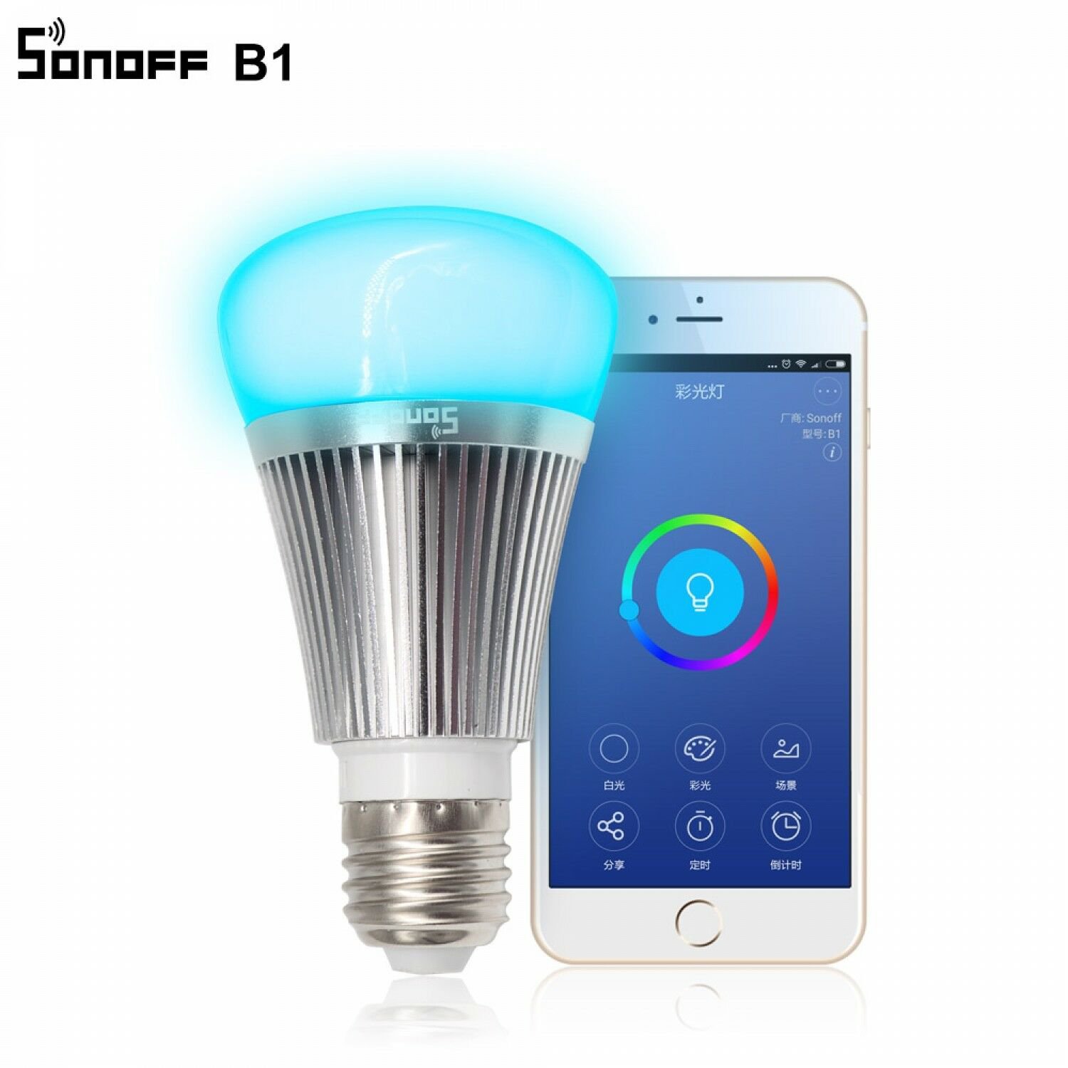 Sonoff B1 Smart Wifi Lamp E27 Dimmable Colorful LED Lamp RGB Color Light APP