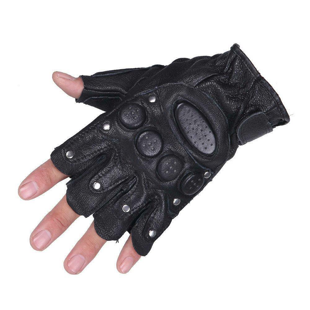 Men Wrist Active Genuine Leather Mechanix Genuine Leather Half Finger Gloves